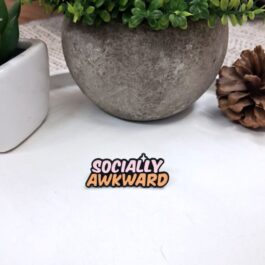 Socially Awkward Enamel Pin – Pink and Orange Lettering