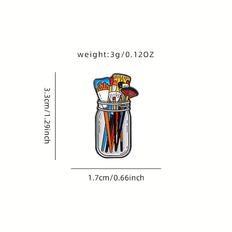Paint Brush Jar Enamel Pin – Cute Artist-Themed Decorative Badge - Image 3