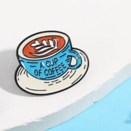 A Cup of Coffee Enamel Pin – Blue Cup with Latte Art