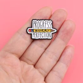 Progress Over Perfection Enamel Pin – Inspirational Pencil Design