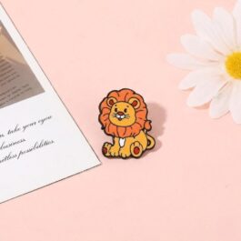Lion Enamel Pin – Colorful Cartoon Lion Design