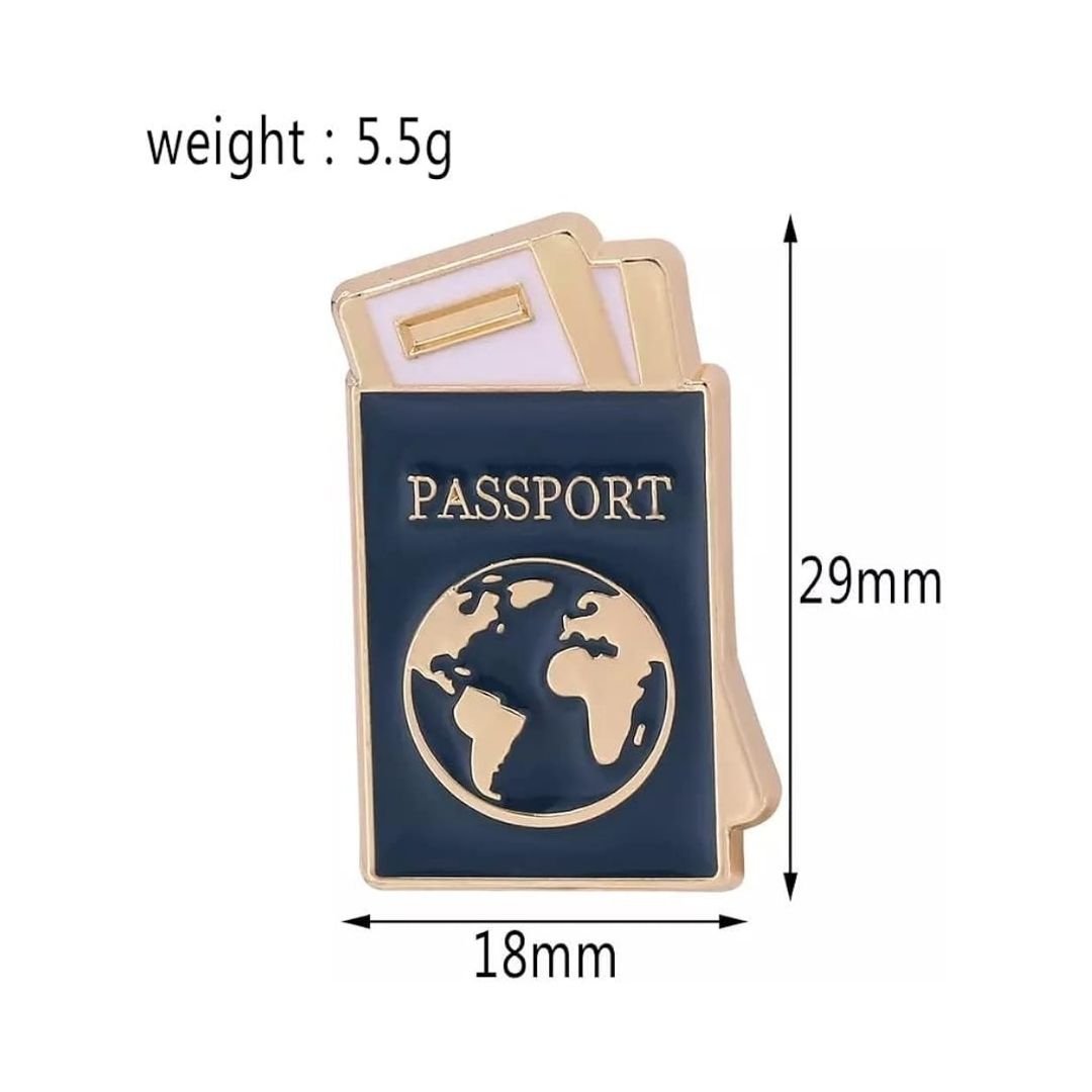 Passport Enamel Pin – Navy Blue Passport with Globe Design - Image 3