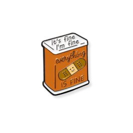 It’s Fine Enamel Pin – Orange Tin Can with Bandage Design