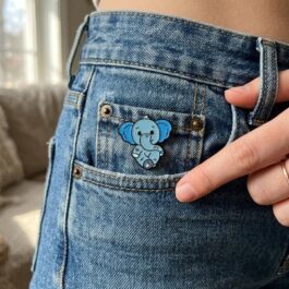 Baby Elephant Enamel Pin – Cute Blue Elephant Design