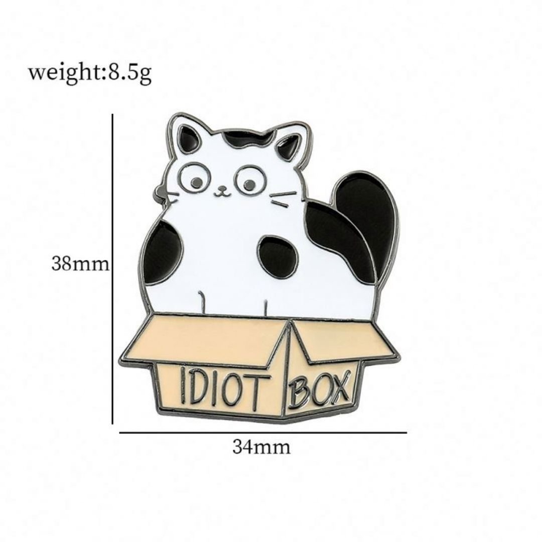 cat lover gift enamel pin idiot box design india