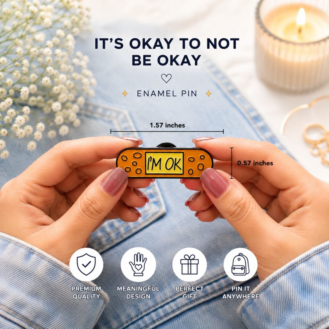 I'm OK Enamel Pin – Cute Bandage Design Decorative Badge - Image 3