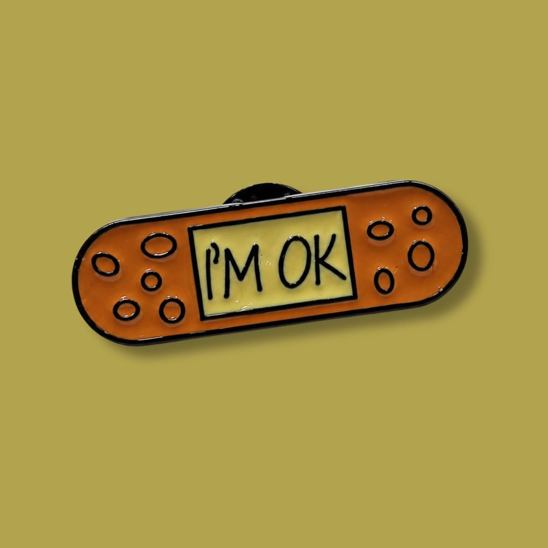 I'm OK Enamel Pin – Cute Bandage Design Decorative Badge - Image 2