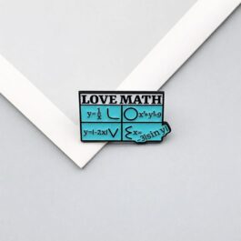 Love Math Enamel Pin with Blue Mathematical Equations