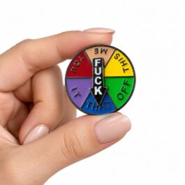 F**k It Spinner Enamel Pin – Colourful Rotating Wheel Badge