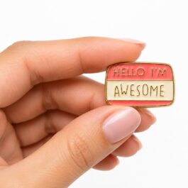 Hello I’m Awesome Enamel Pin – Decorative Accessory for Backpacks, Jackets & Bags