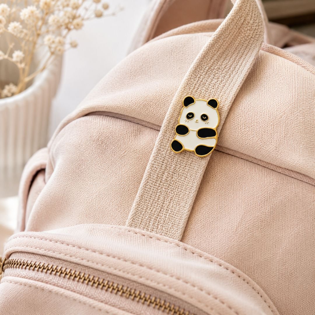 Panda Enamel Pin with Black and White Panda Design - Image 2