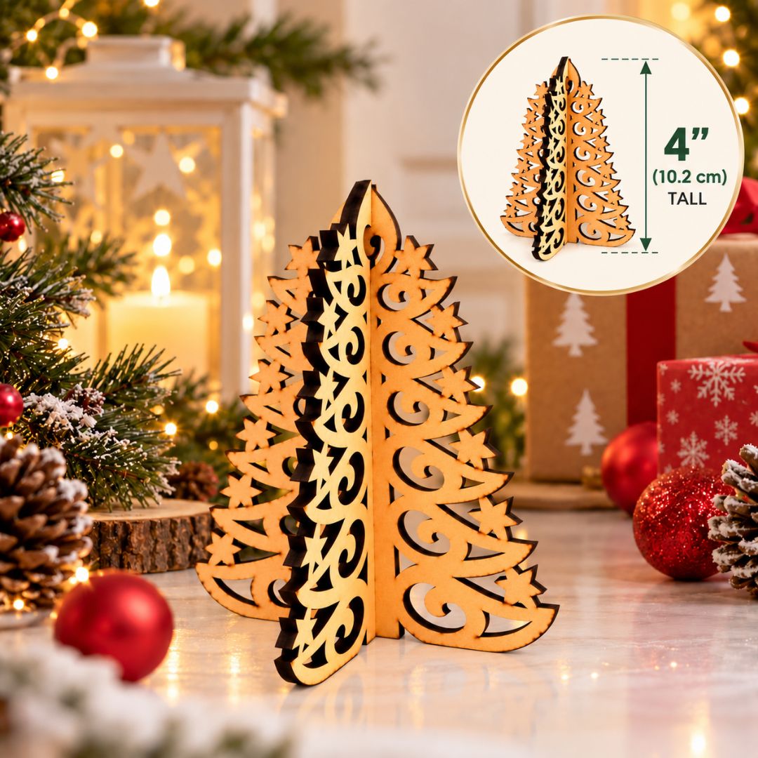 DIY 3D MDF Christmas Tree – 4 Inch Laser-Cut Tabletop Decoration - Image 4
