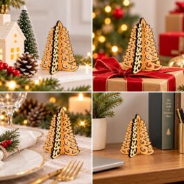 DIY 3D MDF Christmas Tree – 4 Inch Laser-Cut Tabletop Decoration