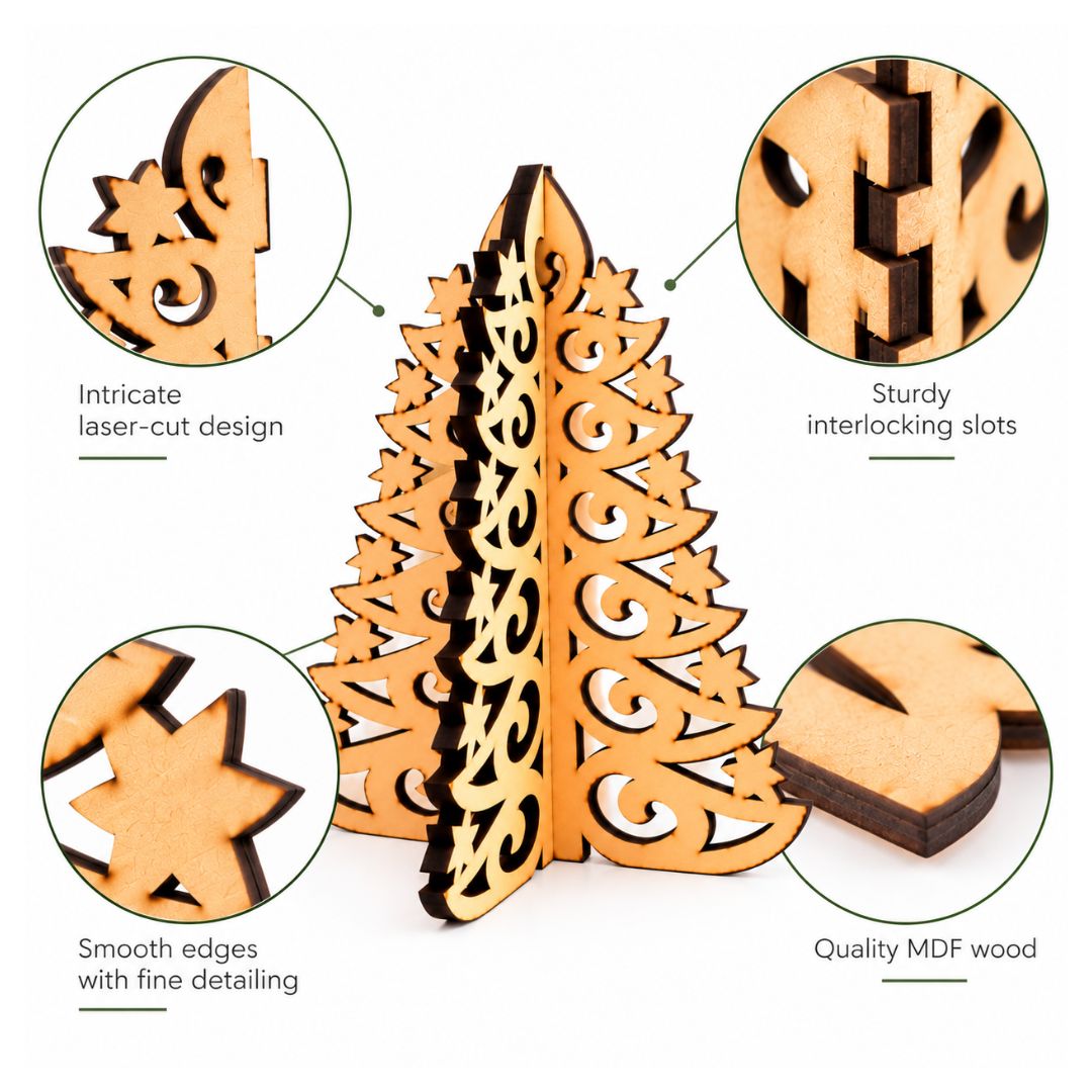 DIY 3D MDF Christmas Tree – 4 Inch Laser-Cut Tabletop Decoration - Image 5