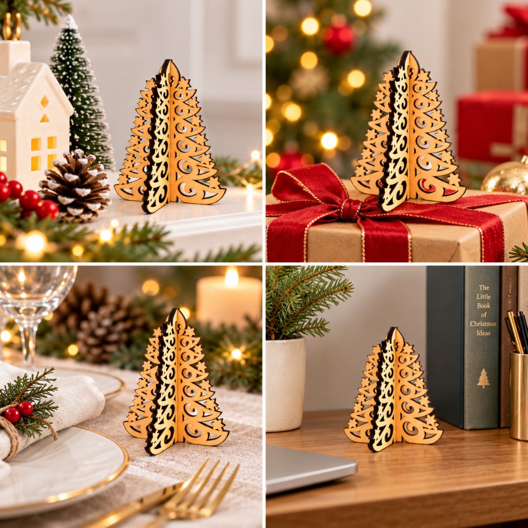 DIY 3D MDF Christmas Tree – 4 Inch Laser-Cut Tabletop Decoration - Image 2