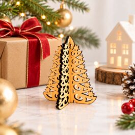 DIY 3D MDF Christmas Tree – 4 Inch Laser-Cut Tabletop Decoration