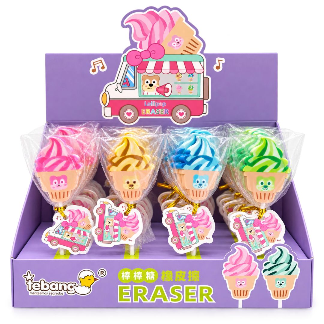 Ice Cream Erasers Set of 4 – Cute Cupcake Lollipop Designs - Image 4