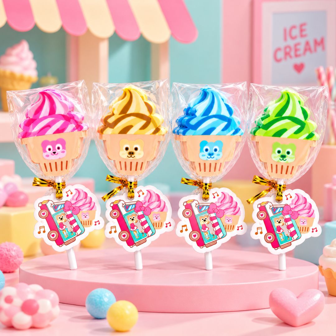 Ice Cream Erasers Set of 4 – Cute Cupcake Lollipop Designs - Image 3