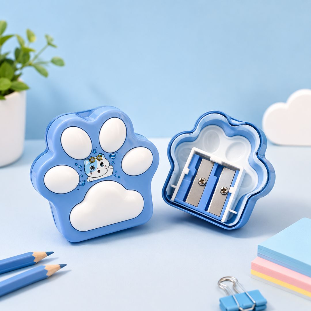 Paw Shaped Pencil Sharpener Set of 2 – Cute Cat Design, Assorted Colours - Image 4