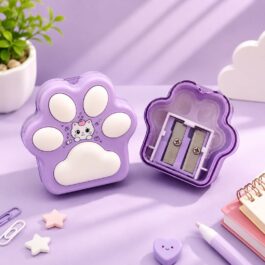 Paw Shaped Pencil Sharpener Set of 2 – Cute Cat Design, Assorted Colours