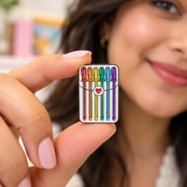 Rainbow Gel Pens Lapel Pin – Colourful Stationery Enamel Pin