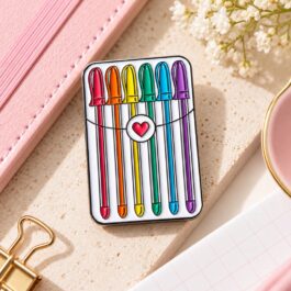 Rainbow Gel Pens Lapel Pin – Colourful Stationery Enamel Pin