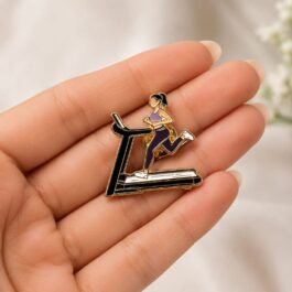 Fitness-Inspired Running Girl Treadmill Enamel Pin