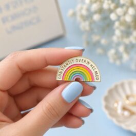 Constantly Overwhelmed Rainbow Enamel Pin – 3.1 cm