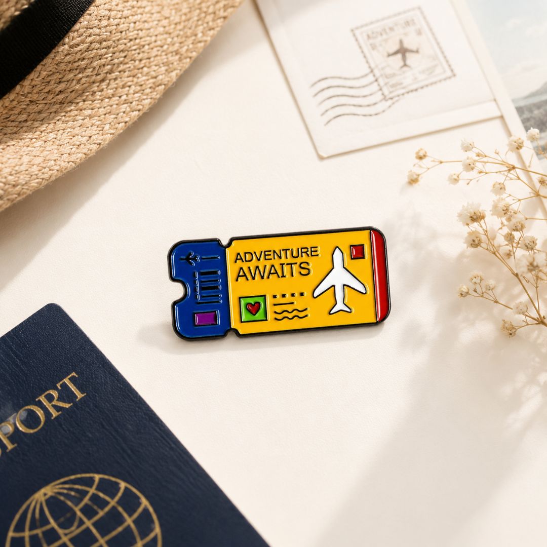 Adventure Awaits Colorful Travel Enamel Pin - Image 2