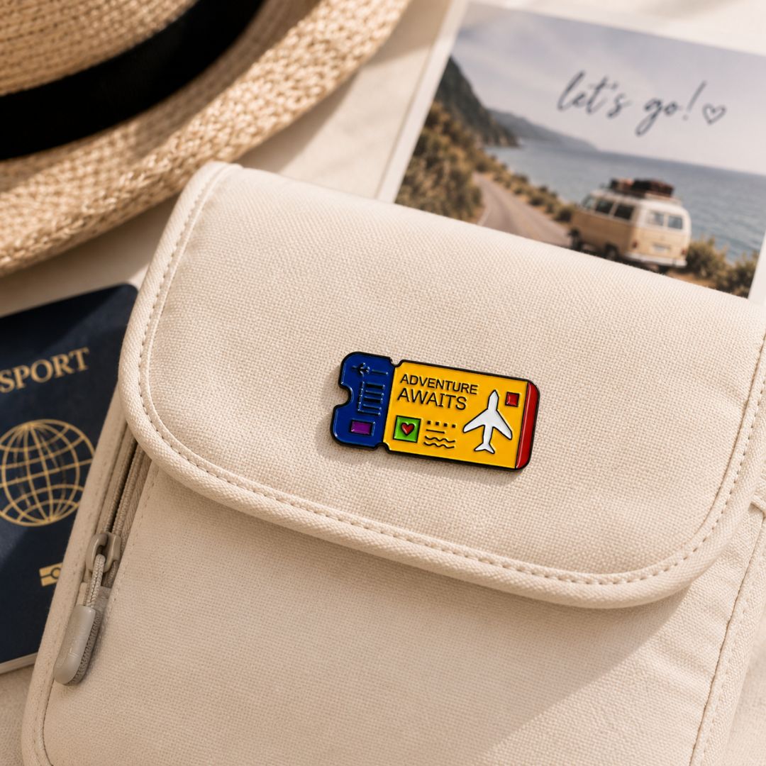Adventure Awaits Colorful Travel Enamel Pin - Image 3