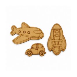 MDF Wooden Transport Cutouts – Car, Airplane & Rocket