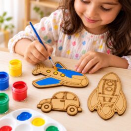 MDF Wooden Transport Cutouts – Car, Airplane & Rocket