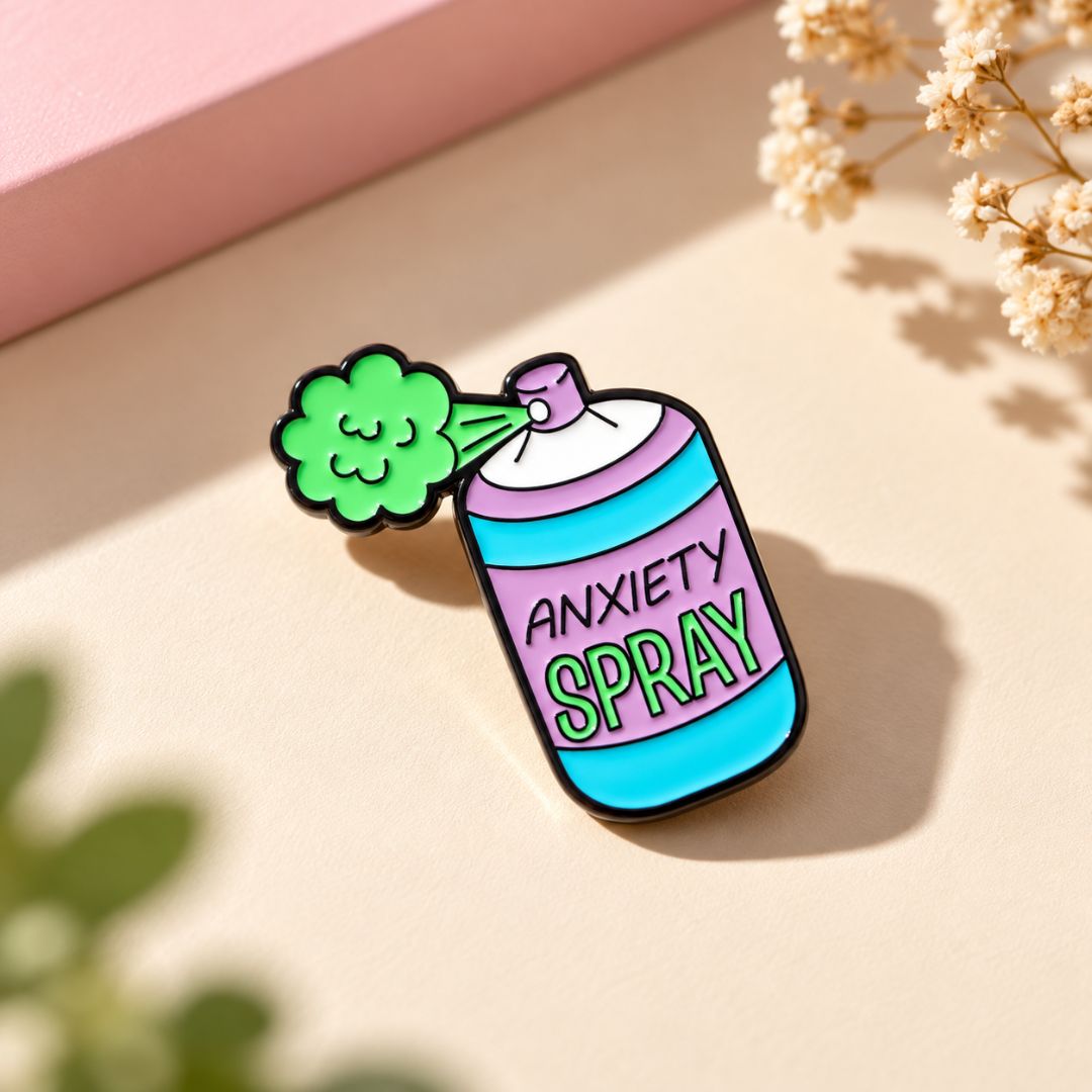 Anxiety Spray Colorful Enamel Pin Badge - Image 3