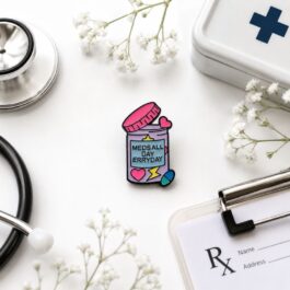 Cute Medicine Bottle Enamel Pin – Medical Theme Bag & Backpack Badge