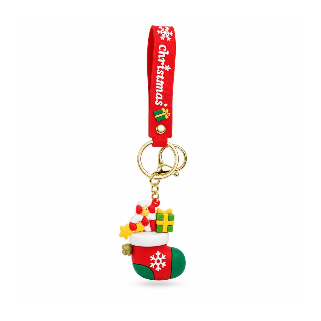Christmas socks Keychain – Red & Green Festive Christmas Charm - Image 3