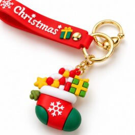 Christmas socks Keychain – Red & Green Festive Christmas Charm