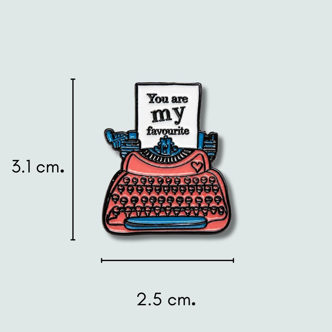 Cute Typewriter Enamel Pin – Retro Writing Theme - Image 2