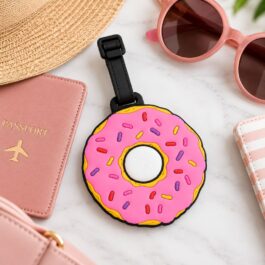 Pink Silicone Donut Luggage Tag