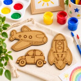 MDF Wooden Craft Shapes – Ship, Airplane & Rocket for Kids Activity