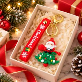 Santa Christmas Keychain with 3D Santa Tree Charm for Bags
