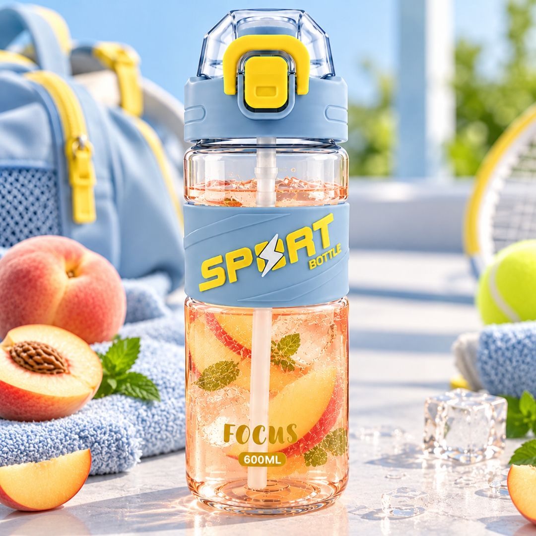600ml BPA-Free Transparent Sports Water Bottle with Straw - Image 4