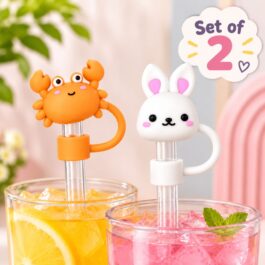 Cute Straw Toppers for Tumblers – Bunny and Crab Shapes