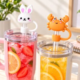 Cute Straw Toppers for Tumblers – Bunny and Crab Shapes