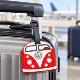 Red and White Vehicle-Shaped Silicone Luggage Tag with Adjustable Strap