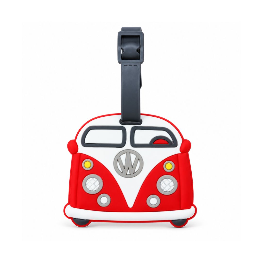 Red and White Vehicle-Shaped Silicone Luggage Tag with Adjustable Strap - Image 3